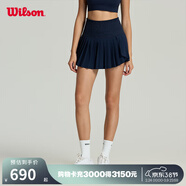 威爾勝（Wilson）官方女士MIDTOWN WRAP一體織交叉百褶含底褲球袋運動(dòng)網(wǎng)球裙 海軍藍-WW00313411DBC S /165/66A