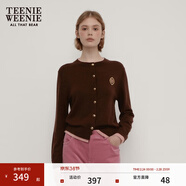 Teenie Weenie小熊秋季綿羊毛軟糯毛針織開(kāi)衫簡(jiǎn)約通勤毛衣外套女裝 棕色 XS (155)