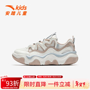 安踏（anta）女大童運動(dòng)鞋新款紐扣鞋犟彈跑步鞋中大童跑鞋兒童女童鞋 【貓耳鞋】紙莎白/藕灰/霜塔灰-1 36