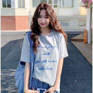 RWNNVI小香風(fēng)套裝圓領(lǐng)短袖上衣半身裙寬松顯瘦減齡兩件套學(xué)院風(fēng)松弛感女 上衣(單件) 高質(zhì)量 S 建議70-90斤