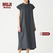 MUJI MUJI 女式 棉混彈力 法國袖連衣裙 BCL14A0S 炭灰色 L