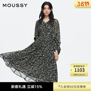 moussy 【劉亦菲同款】南法度假風(fēng)碎花浪漫優(yōu)雅連衣裙028ISX33-3711 020黑色 M