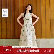 茵曼植物碎花女裝無(wú)袖連衣裙浪漫度假風(fēng)寬松2026夏季新品花苞長(cháng)裙子 杏色 S