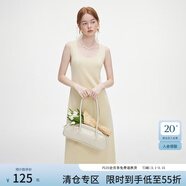 范思藍恩秋季灰色無(wú)袖背帶針織裙女2024新款休閑舒適打底裙修身連衣裙女 奶酪黃 S