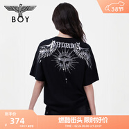 BOY LONDON【暗黑羅盤(pán)】夏情侶款短袖權杖印花炸街潮牌T恤N01906 黑印銀N01906 經(jīng)典升級款 XS