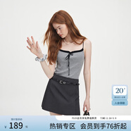 范思藍恩秋季高腰短裙女2024新款灰色氣質(zhì)通勤淑女韓版小A字裙子女送腰帶 深灰色 XL