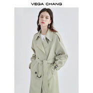 VEGA CHANG風(fēng)衣外套女2025年春秋新款中長款高級(jí)感純色大衣 豆沙綠 XS