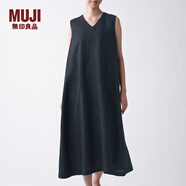 MUJI MUJI 女式 法國亞麻水洗 無(wú)袖連衣裙 BCL07C1S 黑色 S