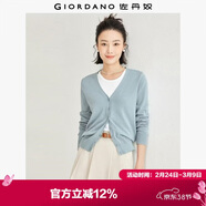 佐丹奴（Giordano）針織開(kāi)衫女小外套 純棉V領(lǐng)小衫女 外搭純色女外衣05350649