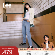 Lee【張凌赫代言】411舒適高腰小直腳藍色日常休閑女士牛仔褲潮流 淺藍色 27 (110-120斤)
