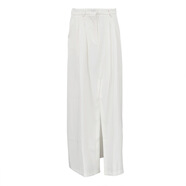 歐美時(shí)尚通勤法式高腰褶皺半身裙女2025新款氣質(zhì)感開(kāi)叉a字裙 白色 L