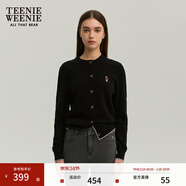 Teenie Weenie小熊女裝簡(jiǎn)約針織衫女秋冬針織開(kāi)衫罩衫短外套上衣 黑色 XS (155)