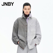 江南布衣（JNBY）【商場(chǎng)同款】25秋新品牛仔拼色夾克外套襯衫領(lǐng)巴恩風(fēng)5P9613860 959/牛仔淺灰 S