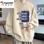 啄木鳥(niǎo)（TUCANO）針織毛衣男秋冬季圓領(lǐng)外套加絨加厚打底衫毛線(xiàn)衣青少年上衣服男裝 M18345B奶咖 常規 5XL 約180-210斤可穿