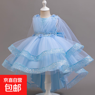 兒童蓬蓬禮服裙寶寶公主裙網(wǎng)紗裙子baby party連衣裙 天藍色 均碼 150cm