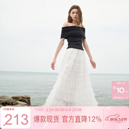 三彩2025夏季新款網(wǎng)紗半身裙松緊腰A字裙蛋糕長(cháng)裙夢(mèng)幻浪漫M