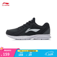 李寧運動(dòng)鞋男鞋輕便透氣網(wǎng)面拼接緩震跑步鞋黑色低幫軟底休閑慢跑鞋 【秋冬款防護革面】黑色/鐵青灰(009款)-6 44