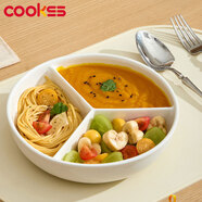 COOKSS寶寶輔食一鍋蒸餐盤(pán)家用圓形嬰兒三分格陶瓷蒸蛋碗電飯鍋內蒸菜格