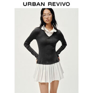 UR2026春季新款女裝都市假兩件修身超短針織連衣裙UYU960027