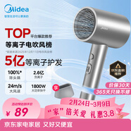 美的（Midea）5億等離子護發(fā)電吹風(fēng) 家用負離子護發(fā)吹風(fēng)筒 1800W大功率快干便攜吹風(fēng)機 FJ308銀 節日/生日禮物