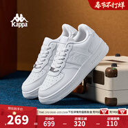 Kappa卡帕男鞋板鞋男春季新款厚底小白鞋子男百搭休閑鞋情侶跑步運動(dòng)鞋 鷺羽白 39