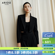 艾諾絲雅詩(shī)【商場(chǎng)同款】春秋季新品截短摩登小西裝綿羊毛短外套40811331 黑色 S