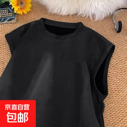 夏季新款大碼寬松麂皮絨背心男運動(dòng)健身百搭青少年無(wú)袖坎肩打底衫 K15-黑色 3XL 適合175-200斤