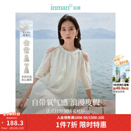 茵曼（INMAN）萊賽爾天絲刺繡圓領(lǐng)襯衫2025夏季新款女裝寬松洋氣短袖上衣 淡香杏露肩襯衫-18424256 XL