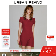 UR2025夏季新款女裝休閑簡(jiǎn)約紐扣木耳邊短袖連衣裙UWB750003 朱砂紅 M