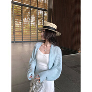 天啟世紀慵懶定格 設計感蝙蝠袖針織開(kāi)衫女馬海毛軟糯寬松外套 淺藍色 現貨 L