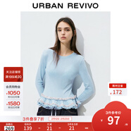 UR2026春季新款女裝休閑甜美荷葉邊拼接修身短款T恤UYL450228 藍色 M