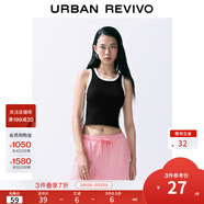 UR2025夏季新款女裝時(shí)尚休閑撞色拼接修身圓領(lǐng)背心UYY450125 黑色 XS