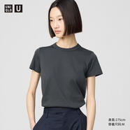 優(yōu)衣庫合作款女裝大師T圓領(lǐng)T恤短袖正肩素色白T474404 08 深灰色 XS /150/76A