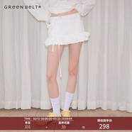 GREEN BELT城市曠野25系帶蝴蝶結半身裙女褶皺百搭白色蓬蓬裙