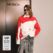 MO&Co.毛衣含羊駝毛厚實(shí)溫暖重工小熊毛織漏針破洞寬松摩安珂新年紅 大紅色 S 160