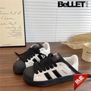 百麗踏貝殼頭板鞋女學(xué)生韓版2025新款原宿潮流小眾經(jīng)典百搭休閑面包鞋夏 白黑色 36 (230mm) 【標準尺碼】