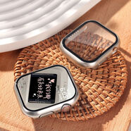 雷米瑞原裝適用iwatchs9/8/7表殼Applewatchs6543蘋(píng)果手表殼保護套鋼化 透明【邊框殼+鋼化膜一體】 【44mm】iwatch 7/6/5