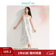 茵曼（INMAN）法式顯瘦百褶吊帶裙2025春秋女裝新品V領(lǐng)連衣裙氣質(zhì)長(cháng)裙 藍色 L