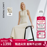 朗姿三醋酸Basic衣櫥無(wú)袖輕禮服連衣裙夏新款法式長(cháng)裙子 白色 L