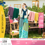 兩三事梵高文藝 青衫 蕾絲拼接半高領(lǐng)打底衫女春季復古修身內搭針織衫 杏色 均碼 F