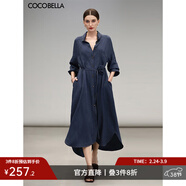 COCOBELLA牛仔色褶皺肌理長(cháng)袖連衣裙復古高智感襯衫裙FR0062 深牛仔藍連衣裙FR0062 不包含配飾 L
