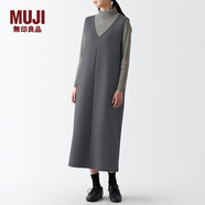 MUJI女式 雙層編織 無(wú)袖連衣裙 V領(lǐng)馬甲裙 背心裙 BB2OZA3A 炭灰色 L (165/88A)