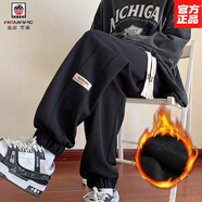 AEMAPE運動(dòng)休閑褲子女春秋冬新款高街vibe美式直筒長(cháng)褲寬松垂感束腳衛褲 黑色(加絨腳褲) 加厚 4XL