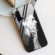 適用16Promax玻璃手機殼側臉男新款17美女12黑白保護套14創(chuàng  )意 側臉紋身男 16PROMAX