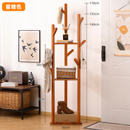 木馬人（MUMAREN）多功能衣帽架懶人掛衣架落地立式出租屋臥室簡(jiǎn)易家用簡(jiǎn)約衣架哇噢 【健康實(shí)木】蜜糖色