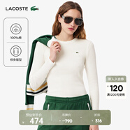 LACOSTE法國鱷魚(yú)女裝25秋冬純色圓領(lǐng)修身正肩T恤打底衫|TF1692 70V/米白色 M 38