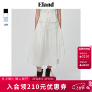 ELAND衣戀半身裙女純色不對稱(chēng)荷葉邊松緊腰抽褶半裙夏季新款 象牙白/白色(39)Ivory L 170