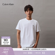 Calvin KleinJeans夏季男士休閑通勤字母印花ck圓領(lǐng)舒適純色寬松短袖T恤上衣 YAF-月光白 S