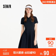 森馬（Semir）連衣裙女夏季撞色polo領(lǐng)短裙字母運動(dòng)風(fēng)學(xué)院風(fēng)百褶裙101325114051