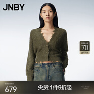 江南布衣（JNBY）秋冬V領(lǐng)針織開(kāi)衫女含秘魯羊駝毛滑糯柔軟短款毛衣女 312/橄欖綠 M